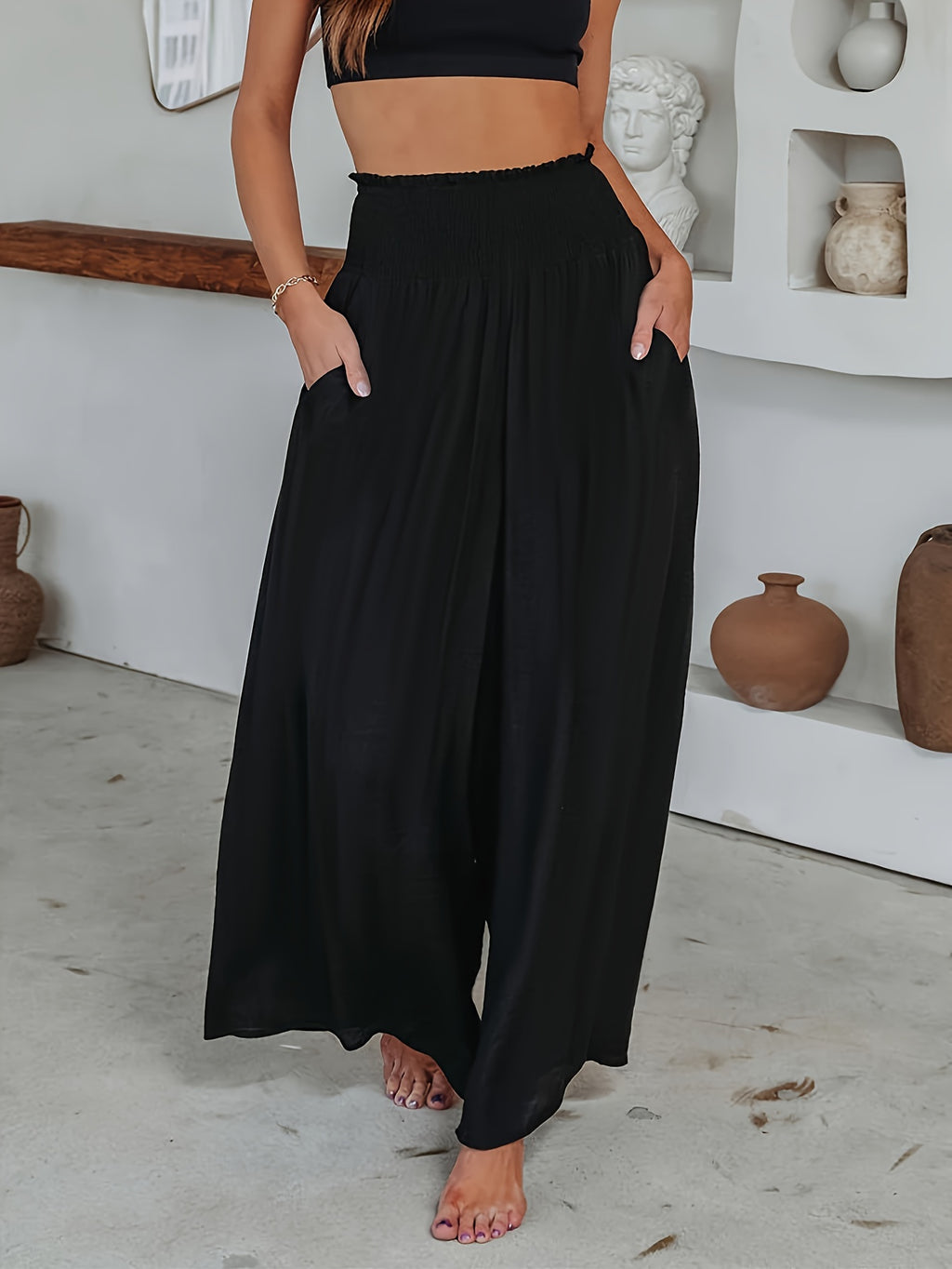 Women's Pleated Skort Solid Color Casual Culotte Skirt with Built-in Shorts S M L XL XXL Black Burgundy Khaki Olive Green