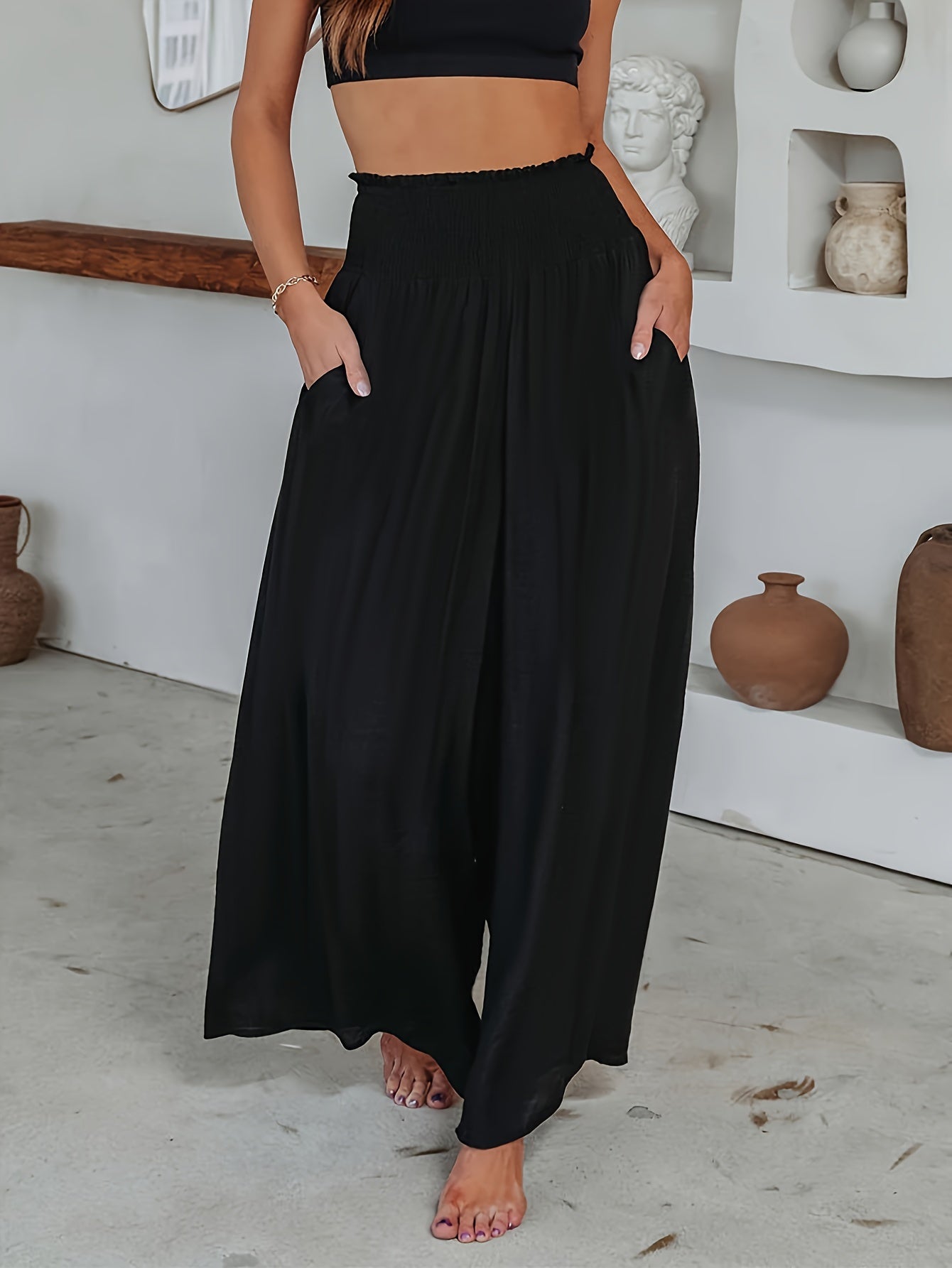 Women's Pleated Skort Solid Color Casual Culotte Skirt with Built-in Shorts S M L XL XXL Black Burgundy Khaki Olive Green