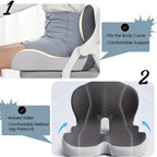 Ergonomic Memory Foam Seat Cushion with Back Support – Non-Slip Office Chair Gaming Chair Car Seat Pad for Hip & Tailbone Pain Relief, Long Sitting Comfort