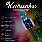 5-in-1 Wireless Karaoke Microphone with Built-In Speaker, LED Lights & Voice Changer – Portable Bluetooth Singing Mic for Parties, Family Gatherings, Travel & Outdoor Fun, 10 Colors