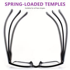 Reading Glasses Rectangle Frame with Spring Hinges – Lightweight PC Lens, +1.0 to +3.5 Magnification, Unisex Eyewear for Men & Women – Ideal for Computer, Reading & Everyday Wear