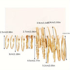 16-Piece Twisted Hoop Earrings Set for Women – Elegant Wide Face Gold Hoops, Minimalist Jewelry for Daily Wear, Party, Vacation & Dating, Perfect Gift