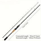 Carbon Fiber Lure Fishing Rod 180cm – Lightweight M-Power Two-Section Rod with Wooden Handle, Universal for Freshwater & Saltwater, Ideal for Bass Trout & All-Water Lure Fishing