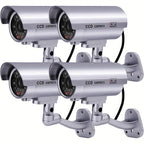 Dummy Security Camera Fake CCTV Surveillance System – Realistic Simulated LED Lights, Adjustable Mount & Warning Stickers, Indoor & Outdoor Home Security Decoy Camera – 2 or 4 Pack