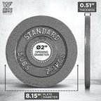 Cast Iron Weight Plates 2-Inch Solid Baked Enamel Finish for Strength Training Weightlifting Bodybuilding Powerlifting Home Gym Barbell 2.5 5 10 25 35 45 100LB