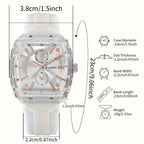 5-Pack Men's Quartz Watches – Casual Sport Minimalist Style with Alloy Case & Silicone Strap, Barrel Dial Wristwatch Set for Men, Daily Wear, Father's Day, Birthday & Holiday Gift