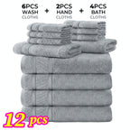 Cotton Bath Cloths Set 12 or 24 Piece – Hotel Quality Highly Absorbent Quick-Dry Washcloths for Bathroom Spa Gym Home Dark Gray Blue White Purple Orange