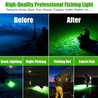 USB 126 LED Underwater Fishing Light with 5M Cord – Night Fish Attractor for Boat, Dock & Ice Fishing, Green & White Light Options, USB Powered Fish Finder Lamp