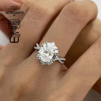 2 Carat Oval Moissanite Engagement Ring S925 Sterling Silver Bohemian Cross Goose Egg Design Hypoallergenic Elegant Wedding Anniversary Gift Ring for Women