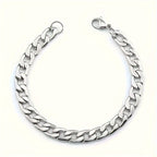 Men's Stainless Steel Hip-Hop Punk Necklace & Bracelet Set 2pcs – Matching Couple Chain Jewelry, Streetwear Accessories, Available in 18–30 Inch, Bold Fashion Statement for Men & Women