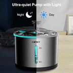 NPET WF210 Stainless Steel Cat Water Fountain 50oz – Ultra Quiet Automatic Pet Water Dispenser with LED Light, Visible Water Window & Dishwasher Safe 304 Steel, Optional Filter Bundles for Cats Dogs