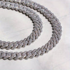 Men's Cuban Link Chain Necklace Hip Hop Style with Synthetic Gem Inlay – Silver & Gold Tone, 45cm / 50cm, Gift Box Included, Bold Statement Jewelry for Any Occasion