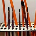 Wooden Paint Brush Holder 67 Holes - Desktop Pen Organizer for Artists, Art Supply Storage Box, Lightweight & Durable Brush Stand for Painting, Drawing & Crafts