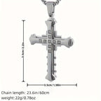 Men's CZ Cross Pendant Necklace Set 4pcs – Synthetic Zirconia Inlaid Classic Hip Hop Religious Jewelry, Bold Statement Necklace Gift for Men, Christmas, Birthday & Holiday