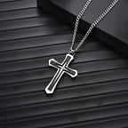 4-Piece Cross Necklace Set for Men Women – Fashionable Unisex Silver Cross Pendant Necklaces, Faith Jewelry Gift for Anniversary, Family, Relatives & Loved Ones
