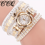 Women Fashion Long Strap Rhinestone Bracelet Watch – Ladies Casual Dress Wristwatch with Quartz Movement, Zinc Alloy Case, 4 Colors