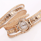 Women Fashion Long Strap Rhinestone Bracelet Watch – Ladies Casual Dress Wristwatch with Quartz Movement, Zinc Alloy Case, 4 Colors