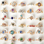 10PCS Stainless Steel Stacking Rings Set for Women – Adjustable Boho Rings with Colorful CZ Gems, Hypoallergenic 316 Steel, Party Favors & Everyday Gift
