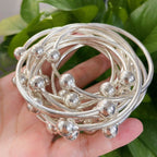 Handmade Thick Copper Silver Plated Stackable Boho Bangle Bracelets Set for Women West Indian Retro Style Daily Wear Special Events Gift 5pc or 10pc