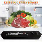 Vacuum Sealer Machine with 50 Seal Bags – Automatic Food Saver for Food Storage, Sous Vide & Meal Prep, Black or White, Easy One-Touch Operation
