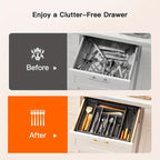 Expandable Cutlery Tray Drawer Organizer – Adjustable Kitchen Silverware Organizer for Knives, Forks & Spoons with Labels – Fits Kitchen, Bedroom & Living Room Drawers – Bamboo & Plastic