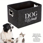 Pet Toy Storage Box Felt Organizer - Spacious Dog Toy Bin for Toys Blankets & Accessories, Durable Polyester Basket for All Dog Breeds, Stylish Home Pet Supply Storage Solution