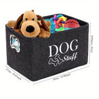Pet Toy Storage Box Felt Organizer - Spacious Dog Toy Bin for Toys Blankets & Accessories, Durable Polyester Basket for All Dog Breeds, Stylish Home Pet Supply Storage Solution