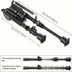 Adjustable Rifle Bipod 6-9 Inch 5 Height Settings Quick Release Adapter Foldable Retractable Lightweight Aluminum Alloy M-LOK Mount Rubber Feet for Hunting Shooting Outdoor Sports