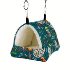 Warm Bird Nest Hammock Swing for Bird Cage - Cozy Plush Bird Bed Tower House for Parrots Parakeets Canaries Cockatiels - Hamster Breeding Nest Small Pet Sleeping House S/M/L/XL