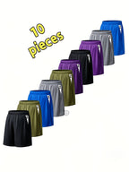 Men's Quick-Dry Athletic Shorts with Pockets & Adjustable Waistband – Lightweight Loose-Fit Training Running Gym Shorts for Men & Teens, 100% Polyester, Solid Colors, Machine Washable, 10-Pack Wholesale