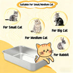 Stainless Steel Cat Litter Box – Odor-Proof High-Sided Metal Litter Tray, Non-Stick Anti-Scratch Leak-Proof Design, Easy to Clean Indoor Cat Toilet for Large, Medium & Small Cats, Multiple Sizes & Colors