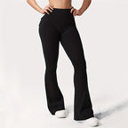 Women's 3-Piece High Waist Flare Yoga Pants Set with Belt and Pockets, Scrunch Butt Lifting Squat Proof 90% Polyester Stretchy Flared Leggings for Workout Gym Running Casual Wear