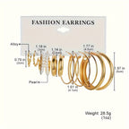 36 Piece Gold Hoop Earrings Set for Women – Fashion Rhinestone Accent Hoop Earrings with 316L Stainless Steel Posts, Hypoallergenic Earring Set for Daily Wear Parties and Gift