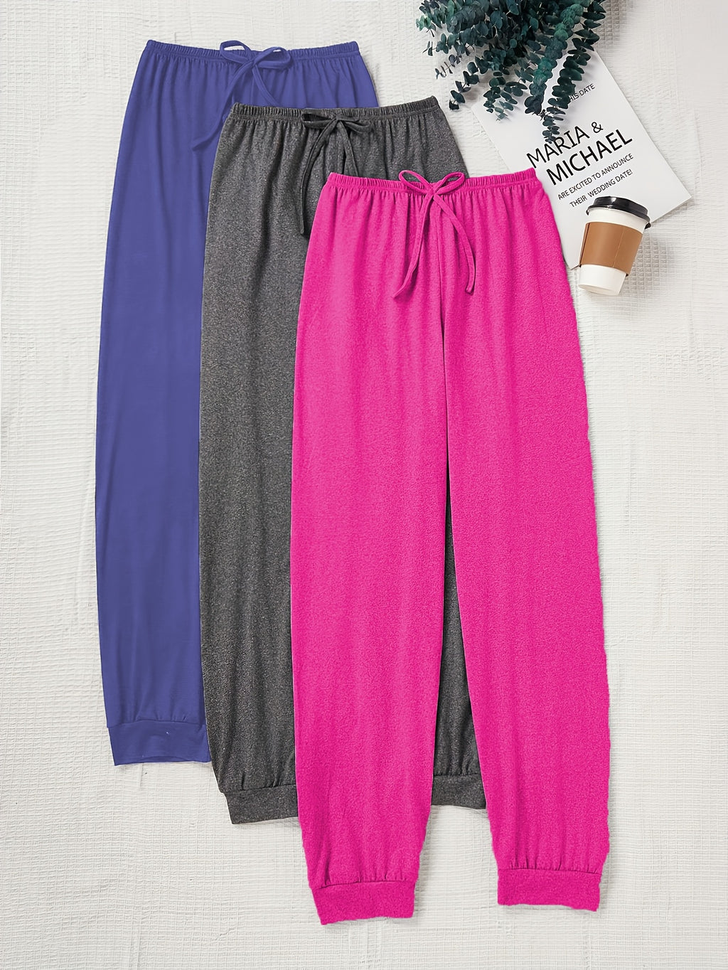 Women's Casual Drawstring Pants Loose Fit Elastic Waist Solid Color Home Lounge Pants Autumn Fall Comfortable Knit Polyester XS S M L XL XXL
