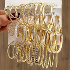 36 Piece Gold Hoop Earrings Set for Women – Fashion Rhinestone Accent Hoop Earrings with 316L Stainless Steel Posts, Hypoallergenic Earring Set for Daily Wear Parties and Gift