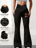 Tummy Control Flare Pants for Women High Waist Bell Bottom Pants Slimming Wide Leg Yoga Pants Stretch Fitted Bootcut Trousers S-XXL