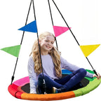 40 Inch Outdoor Saucer Swing – 900 LB Capacity Disc Swing with 900D Waterproof Oxford Fabric & Hanging Strap, Kids & Adults Backyard Tree Swing, Patio Leisure Swing (Multicolor)