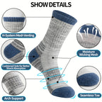 Merino Wool Hiking Socks 5 Pairs – Cushioned Compression Support, Sweat-Absorbing Breathable Thick Socks for Women & Men, Outdoor Hiking Trail Running Camping – Multicolor, Dark & Earth Tones, M & L