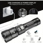 Rechargeable LED Flashlight 4-Pack - Super Bright Zoomable Spotlight, USB Charging, Long Range Tactical Work Light for Camping, Hiking, Emergency & Outdoor Survival, High-Power LED Torch Set