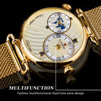 Men's Classic Vintage Quartz Watch for Business – Elegant Golden Dial Dress Wristwatch with Gift Box, Analog Timepiece for Work, Formal & Special Occasions