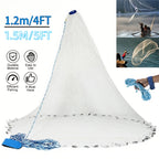 Fishing Cast Net 8FT 10FT for Bait Trapping – Strong Nylon Monofilament Mesh with Heavy Duty Zinc Sinker Weights, Easy Throw Design for American Saltwater & Freshwater Fishing, 240/300 Steel Drop