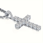 925 Sterling Silver Platinum-Plated Cross Pendant Necklace for Men – Hypoallergenic Hip Hop Luxury Style, Perfect Gift for Him, Banquets, Parties & Special Occasions