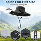 Solar Powered Cooling Fan Wide Brim Sun Hat – 2 Built-In Solar Fans, Adjustable Wind Speed, Breathable Mesh, UV Protection Outdoor Hat with Chin Strap for Fishing, Camping & Travel