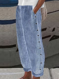 Women's Striped Straight Leg Casual Trousers – Classic Western Style Spring Summer Pants with Pockets for Everyday & Smart Casual Wear