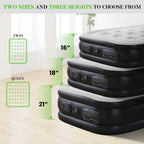 Inflatable Air Mattress with Built-In Pump – Double Height Blow-Up Airbed 16"/18"/21" Thick, 660 Lbs Capacity, Non-Slip Bottom – for Home, Guest Room, Camping & Outdoor Use