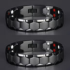 Men's Titanium Alloy Hexagonal Wide Bracelet 2pcs – Hypoallergenic Water-Resistant Removable Wristband with Snap Ring, Fashion Accessory Gift for Men in Black Silver Gold