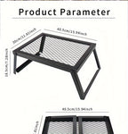 Heavy Duty Bonfire Campfire Grill with Firewood Rack – Outdoor BBQ Grill for Camping, RV, Picnic & Backyard, Includes Storage Bag, Food Clips & Cleaning Cloth, Perfect Men's Gift