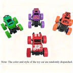 4pcs Friction-Powered Monster Trucks for Toddlers & Kids Ages 3+ - Push & Go Pull Back Inertia Cars with 360° Rotation, Double-Direction Drive, Durable Mini Vehicle Toy Set, Birthday Gift, Random Color