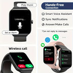 Smart Watch 1.83" Fitness Tracker with Bluetooth Calling – Step Counter, Activity Monitor, Message Notifications, Multi-Sport Modes, USB Charging, Compatible with iPhone & Android, Gift for Men & Women (Black/Pink)