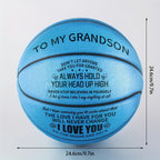 Engraved Basketball for Grandson & Son – Personalized Inspirational Size 7 Basketball with Pump, Motivational Gift for Birthday Christmas Anniversary, Blue Red Gold Black